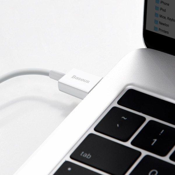 „Baseus Superior“ serijos USB kabelis su „Lightning“ 24 A 025 m baltas