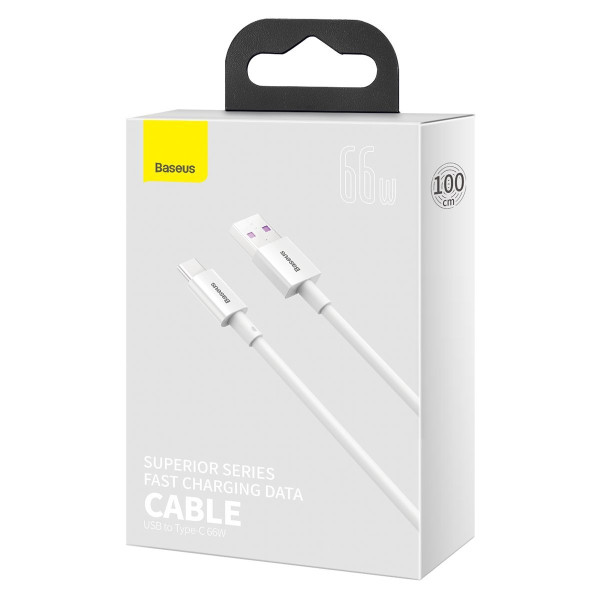 „Baseus Superior“ serijos kabelis iš USB į USB-C 66 W 1 m baltas