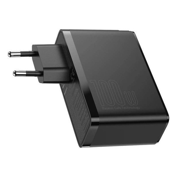 Kelioninis įkroviklis Baseus GaN2 Pro Quick 2x USB + 2x USB-C 100W EU juodas