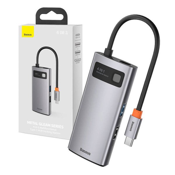 „Hub 4in1 Baseus Metal Gleam“ serija USB-C į USB 30 + USB 20 + HDMI + USB-C PD