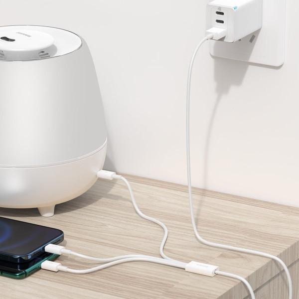 USB kabelis 3in1 Baseus Superior Series USB į mikro USB / USB-C / Lightning 35A 12m balta