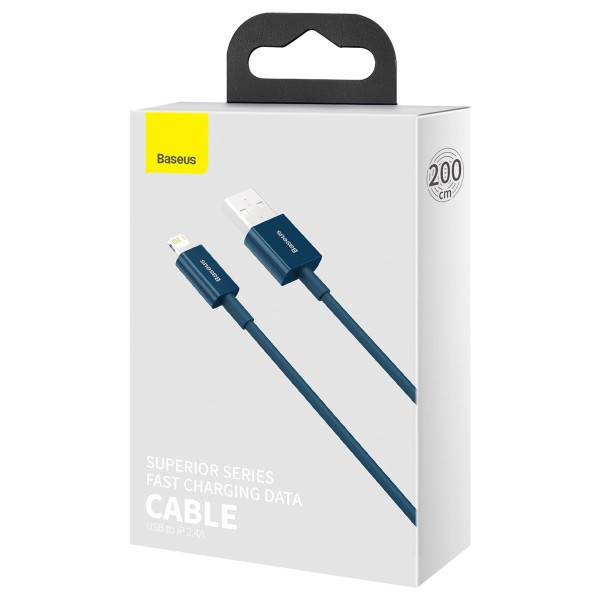 „Baseus Superior“ serijos USB kabelis iki iP 24A 2 m mėlynas