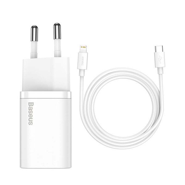 Baseus Super Si Quick Charger 1C 20W su USB-C laidu skirtas Lightning 1m baltas