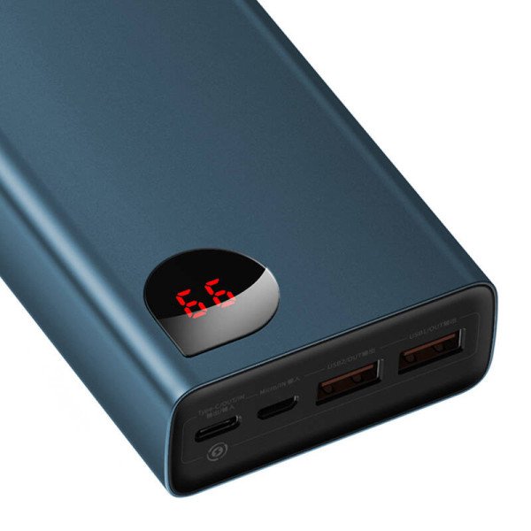 Powerbank Baseus Adaman Metal 20000mAh PD QC 30 65W 2xUSB + USB-C + micro USB mėlyna