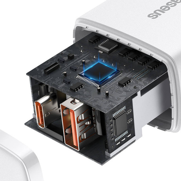 „Baseus“ kompaktiškas greitas įkroviklis USB USB-C 20 W balta