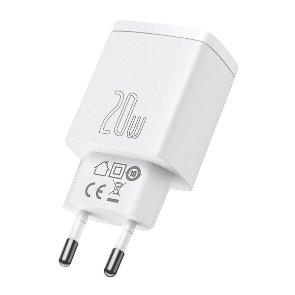 „Baseus“ kompaktiškas greitas įkroviklis USB USB-C 20 W balta