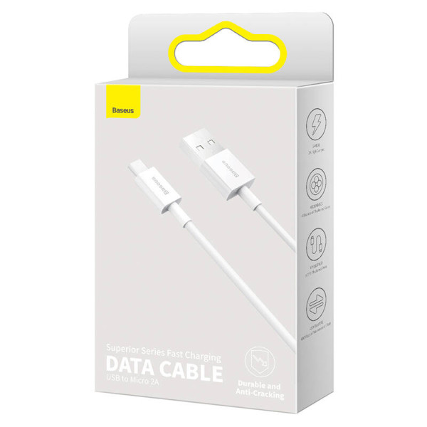 „Baseus Superior“ serijos kabelis iš USB į mikro USB 2A 2m baltas