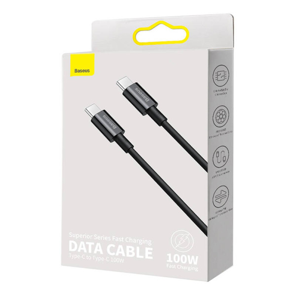 „Baseus Superior“ serijos kabelis iš USB-C į USB-C 100 W 1 m juodas