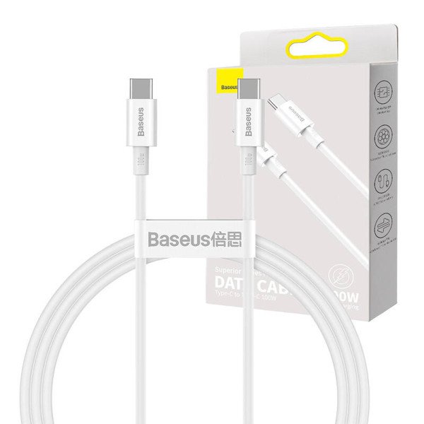 „Baseus Superior“ serijos kabelis iš USB-C į USB-C 100 W 1 m baltas