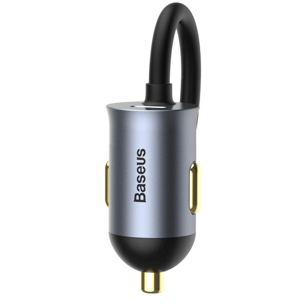 Automobilinis įkroviklis Baseus Share Together su ilginamuoju laidu 2x USB 2x USB-C 120W pilka