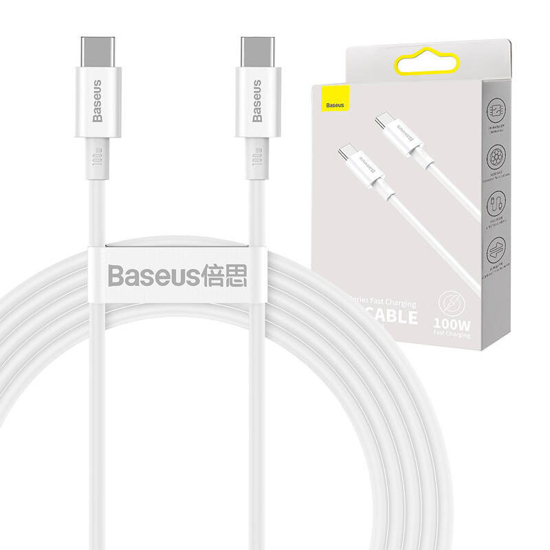 „Baseus Superior“ serijos kabelis iš USB-C į USB-C 100 W 2 m baltas „Baseus Superior“ serijos kabelis iš USB-C į USB-C 100 W 2 m baltas