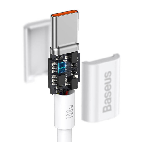 „Baseus Superior“ serijos kabelis iš USB-C į USB-C 100 W 2 m baltas