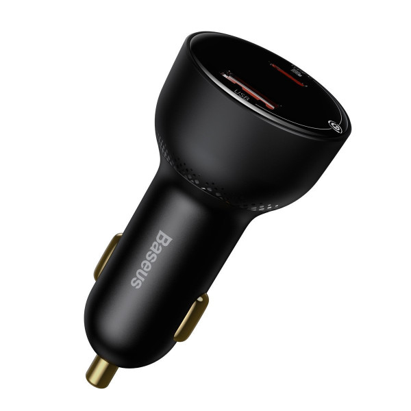 Automobilinis įkroviklis Baseus Superme USB USB-C 100W + USB-C laidas juodas