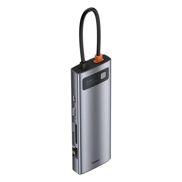 Hub 9in1 Baseus Metal Gleam Series USB-C iki 3x USB 30 + HDMI + USB-C PD + Ethernet RJ45 + microSD/SD + VGA