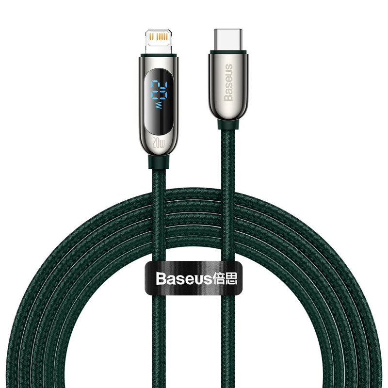 USB-C laidas skirtas Lightning Baseus ekranui PD 20 W 2 m žalias USB-C laidas skirtas Lightning Baseus ekranui PD 20 W 2 m žalias
