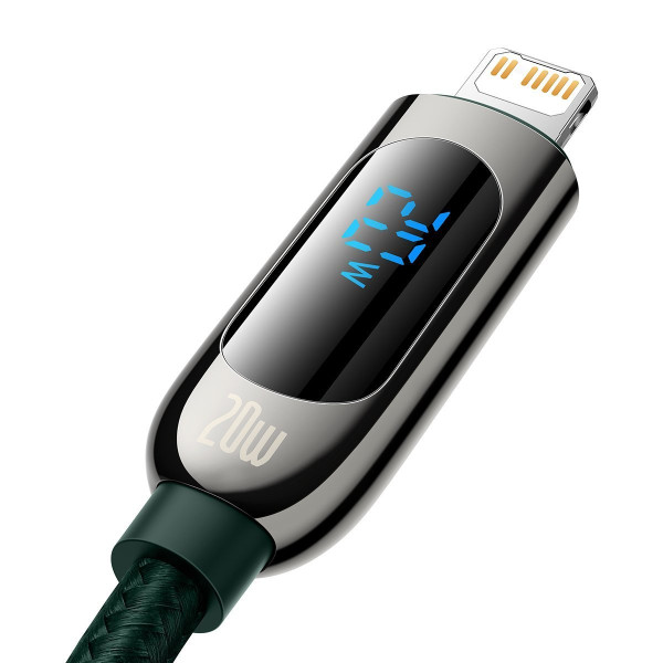 USB-C laidas skirtas Lightning Baseus ekranui PD 20 W 2 m žalias