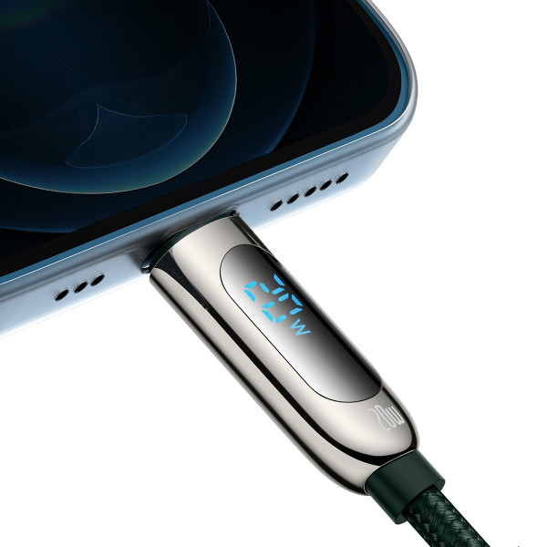 USB-C laidas skirtas Lightning Baseus ekranui PD 20 W 2 m žalias
