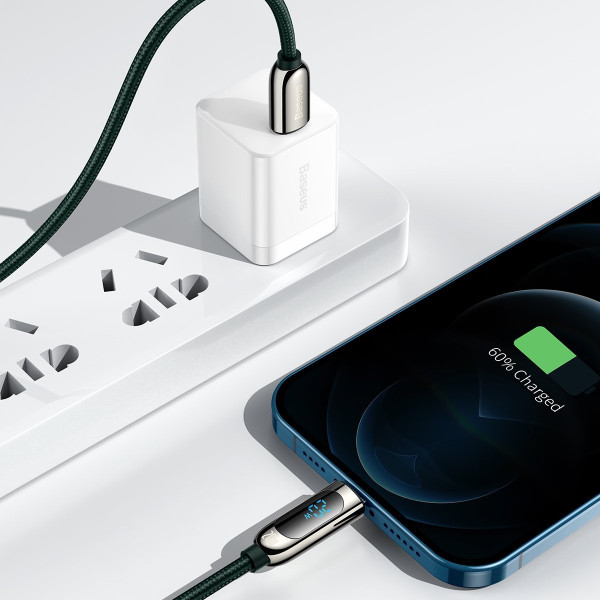 USB-C laidas skirtas Lightning Baseus ekranui PD 20 W 2 m žalias