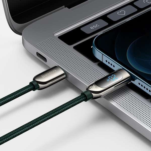USB-C laidas skirtas Lightning Baseus ekranui PD 20 W 2 m žalias