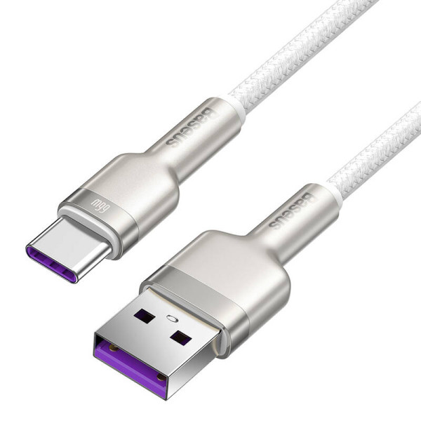 USB laidas skirtas USB-C Baseus Cafule 66W 2m baltas