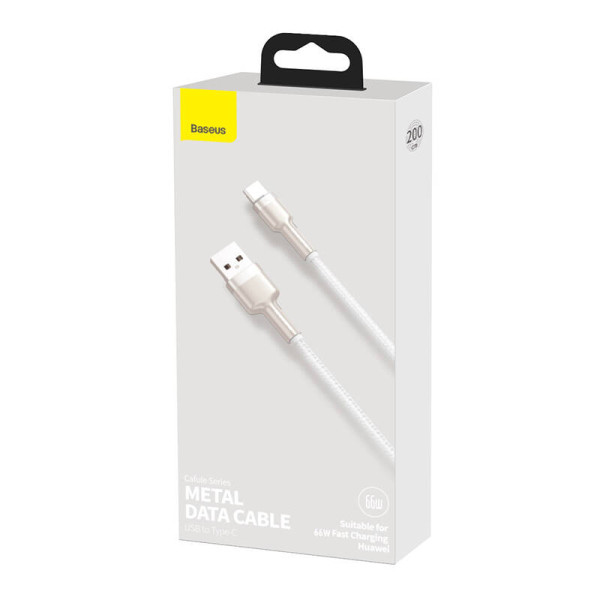 USB laidas skirtas USB-C Baseus Cafule 66W 2m baltas