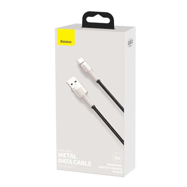 USB laidas skirtas USB-C Baseus Cafule 66W 1m juodas