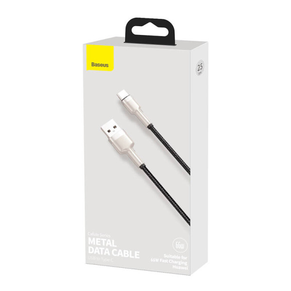 USB laidas skirtas USB-C Baseus Cafule 66 W 025 m juodas