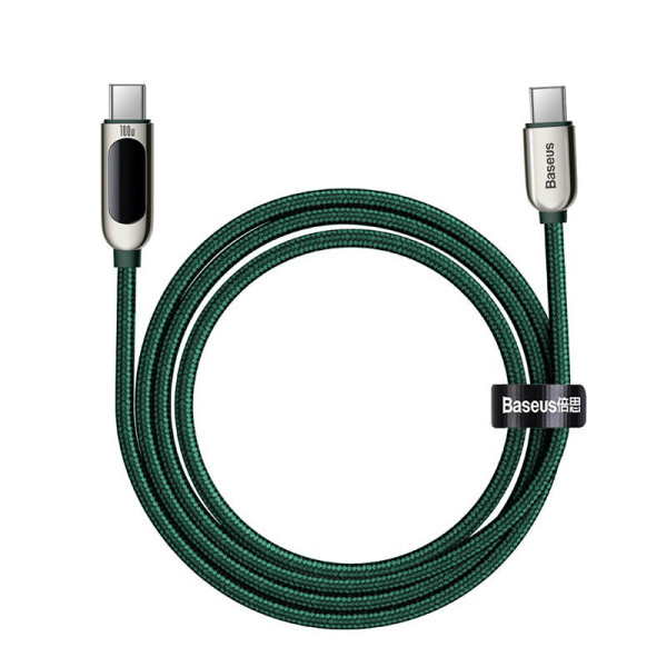 Laidas iš USB-C į USB-C Baseus ekraną 100 W 2 m žalias