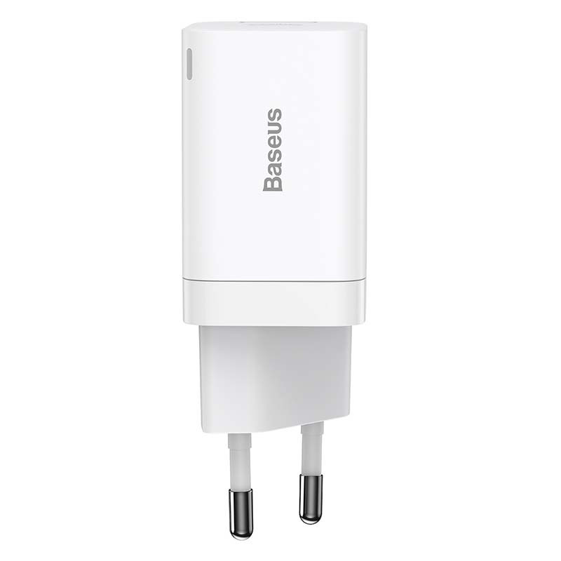 Baseus Super Si Pro greitas įkroviklis USB + USB-C 30W balta Baseus Super Si Pro greitas įkroviklis USB + USB-C 30W balta