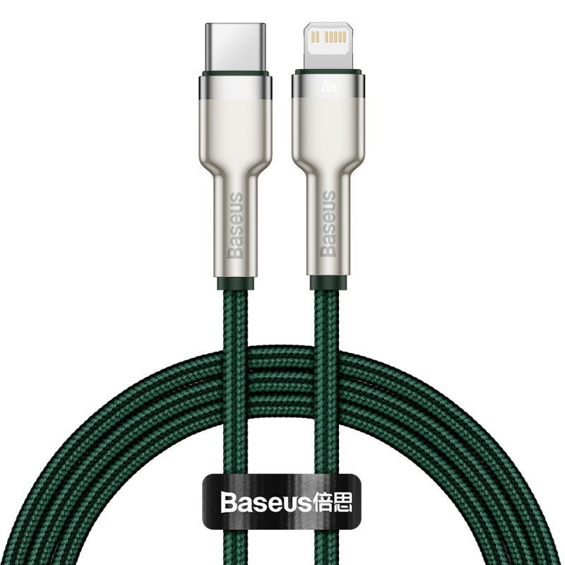 USB-C laidas skirtas Lightning Baseus Cafule PD 20W 1m žalias USB-C laidas skirtas Lightning Baseus Cafule PD 20W 1m žalias
