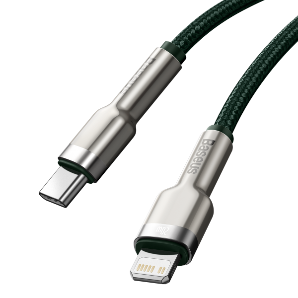 USB-C laidas skirtas Lightning Baseus Cafule PD 20W 1m žalias