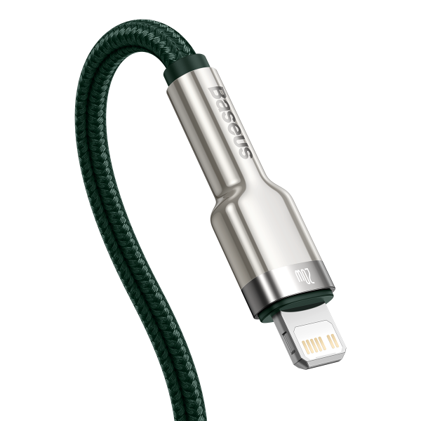 USB-C laidas skirtas Lightning Baseus Cafule PD 20W 1m žalias