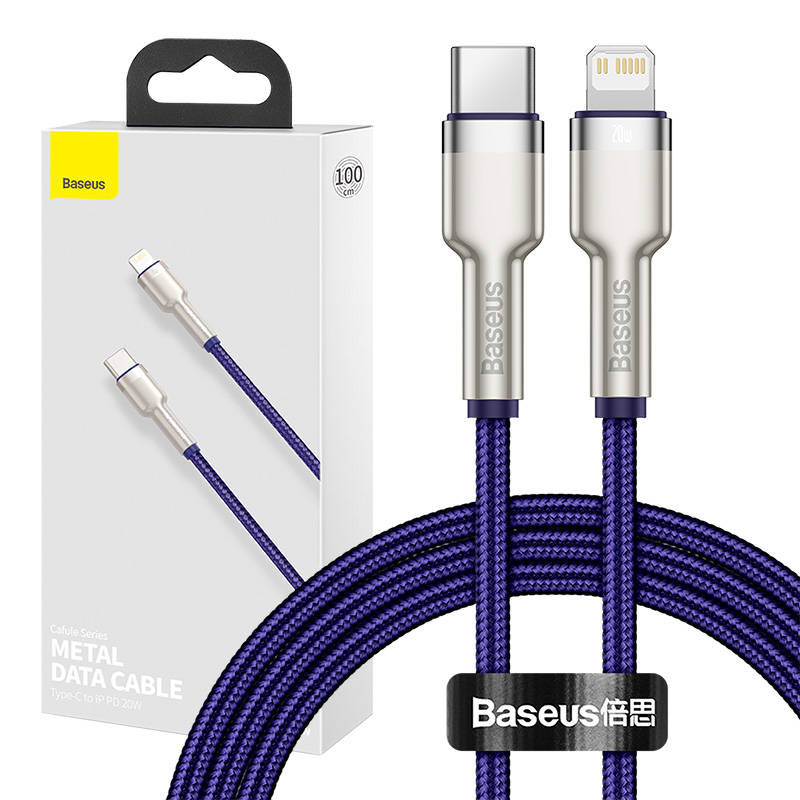 USB-C laidas skirtas Lightning Baseus Cafule PD 20W 1m žalias USB-C laidas skirtas Lightning Baseus Cafule PD 20W 1m žalias