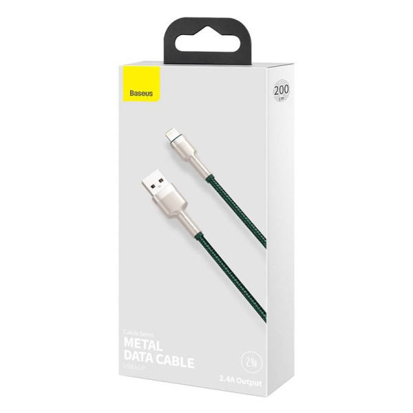 USB laidas skirtas Lightning Baseus Cafule 24A 2m žalias