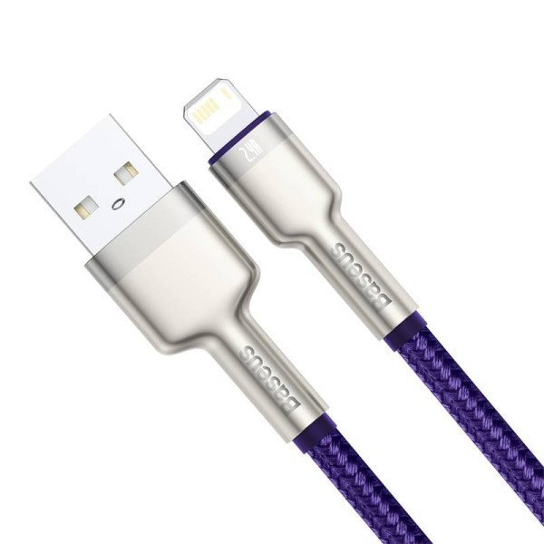 USB laidas skirtas Lightning Baseus Cafule 24A 1m violetinė