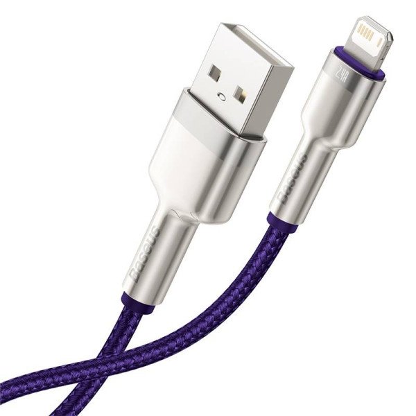 USB laidas skirtas Lightning Baseus Cafule 24A 1m violetinė