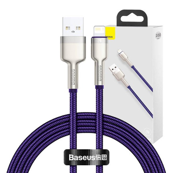 USB laidas skirtas Lightning Baseus Cafule 24A 1m violetinė