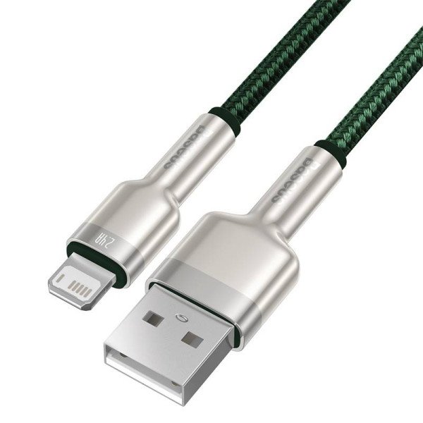 USB laidas skirtas Lightning Baseus Cafule 24A 1m žalias