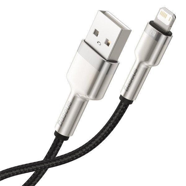 USB laidas skirtas Lightning Baseus Cafule 24A 025m juodas