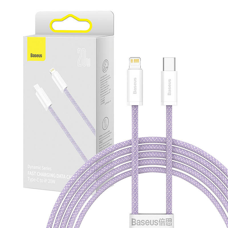 USB-C laidas skirtas Lightning Baseus Dynamic Series 20 W 2 m violetinė USB-C laidas skirtas Lightning Baseus Dynamic Series 20 W 2 m violetinė