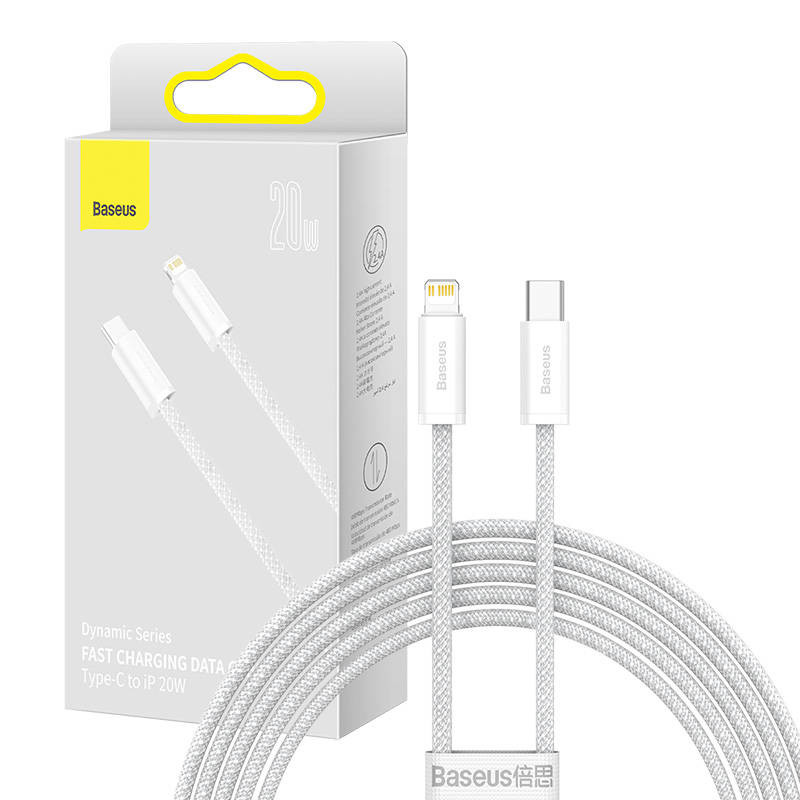 USB-C laidas skirtas Lightning Baseus Dynamic Series 20W 2m baltas USB-C laidas skirtas Lightning Baseus Dynamic Series 20W 2m baltas