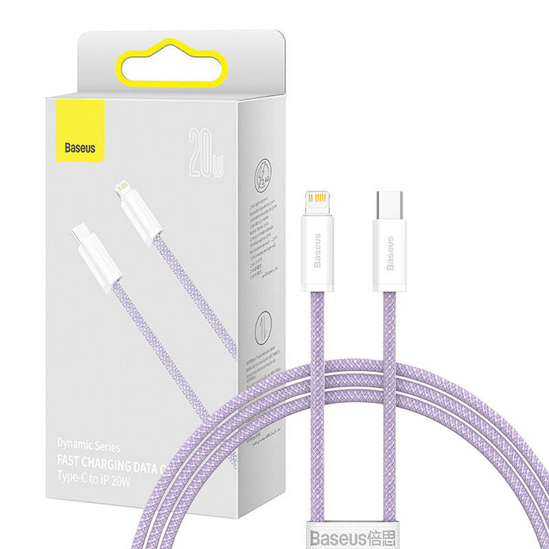 USB-C laidas skirtas Lightning Baseus Dynamic Series 20 W 1 m violetinė USB-C laidas skirtas Lightning Baseus Dynamic Series 20 W 1 m violetinė