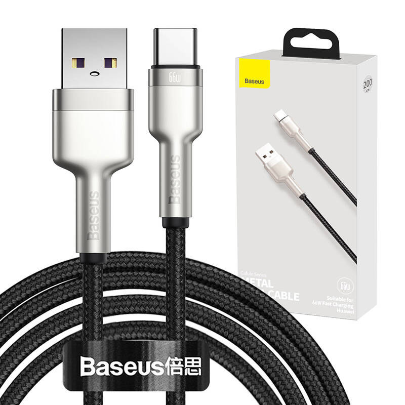 USB laidas skirtas USB-C Baseus Cafule 66W 2m juodas USB laidas skirtas USB-C Baseus Cafule 66W 2m juodas