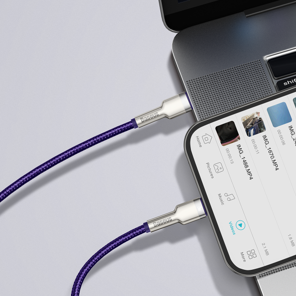 „Baseus Cafule“ serijos USB-C laidas skirtas „Lightning“ 20 W 2 m violetinė