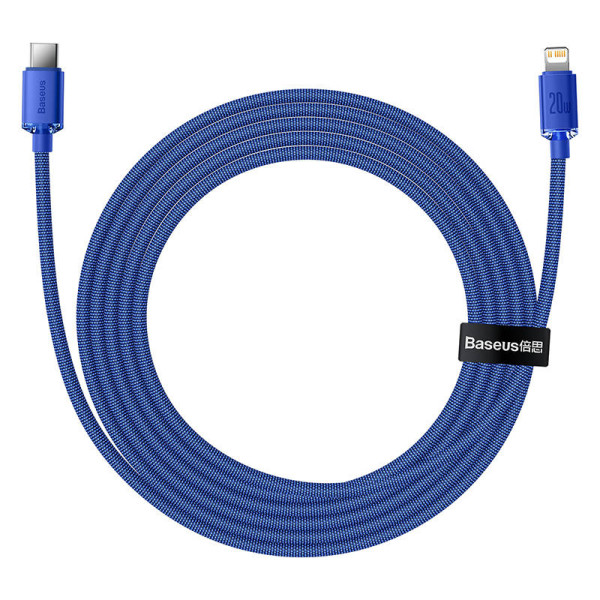 Baseus Crystal Shine kabelis USB-C prie Lightning 20W PD 2m mėlynas