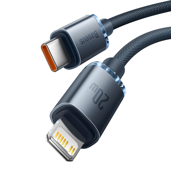 Baseus Crystal Shine kabelis USB-C prie Lightning 20W PD 2m juodas