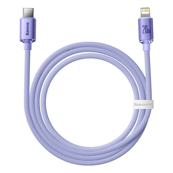 „Baseus Crystal Shine“ kabelis USB-C prie „Lightning“ 20 W PD 12 m violetinė