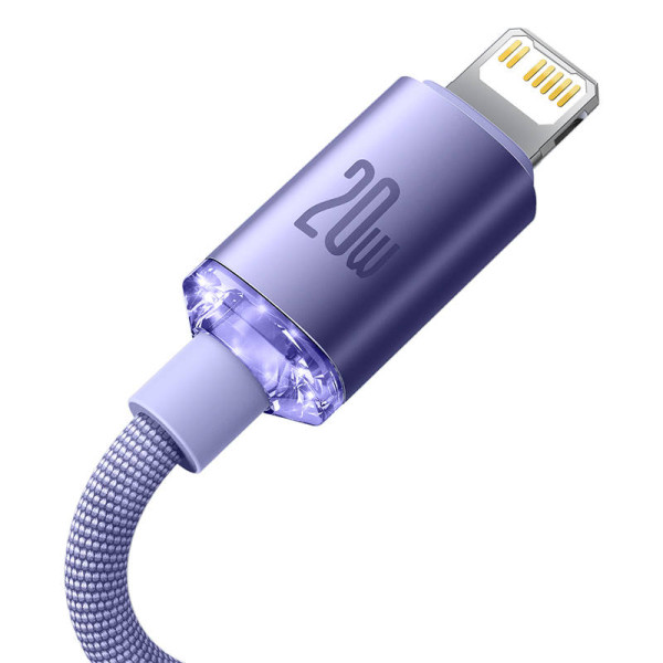 „Baseus Crystal Shine“ kabelis USB-C prie „Lightning“ 20 W PD 12 m violetinė