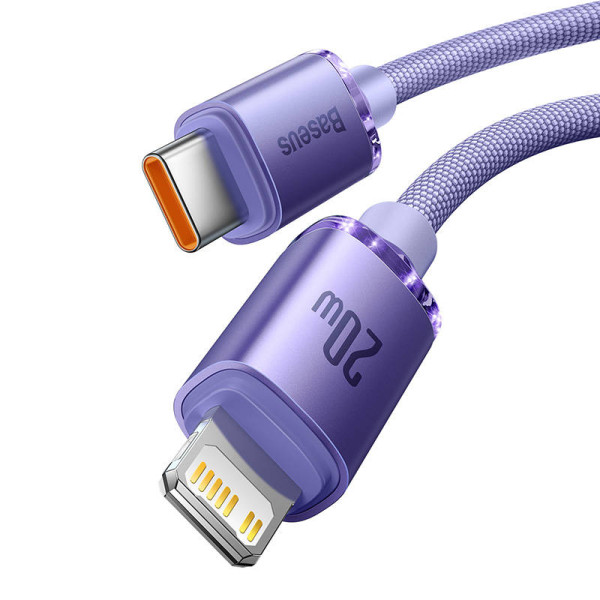„Baseus Crystal Shine“ kabelis USB-C prie „Lightning“ 20 W PD 12 m violetinė