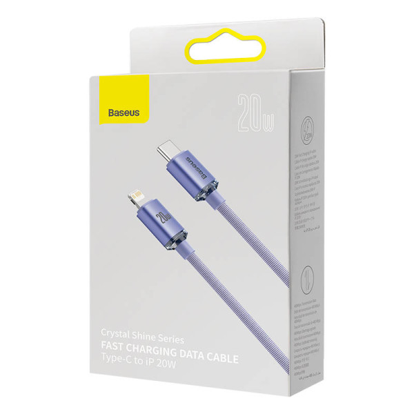 „Baseus Crystal Shine“ kabelis USB-C prie „Lightning“ 20 W PD 12 m violetinė